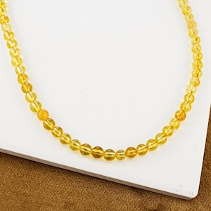 Citrine Gemstone Choker – Beaded Crystal Necklace, Handmade Boho Minimalist Jewelry, Gift for Her