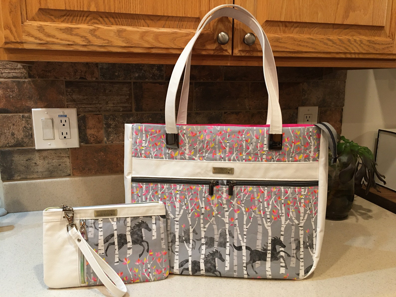 Divina Tote Bagstock Designs White Faux Leather Spoonflower Etsy