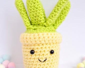 Crochet plant pattern, cute crochet plushie pattern for a fake plant, kawaii plush crochet gifts
