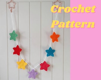 crochet star pattern, crochet pattern, star decoration, beginner Crochet pattern, star garland, star bunting, Digital Download only