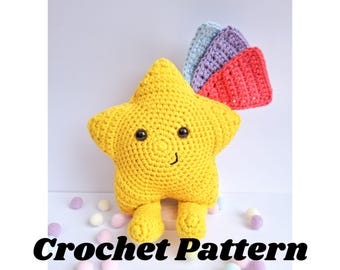 Crochet star pattern - low sew shooting star amigurumi pattern digital download only