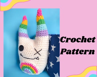 Creepy cute Monster crochet pattern - rainbow crochet amigurumi monster plushie