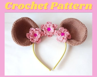Crochet Pattern for women - Crochet mouse ears pattern - Crochet headband with buttons - Crochet headband pattern ***DIGITAL PATTERN ONLY***
