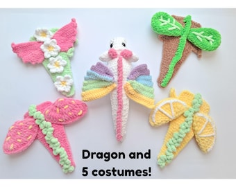 Wzór na szydełkowego smoka, pluszowy smok, wzór na szydełkową zabawkę amigurumi, smok i prezenty fantasy