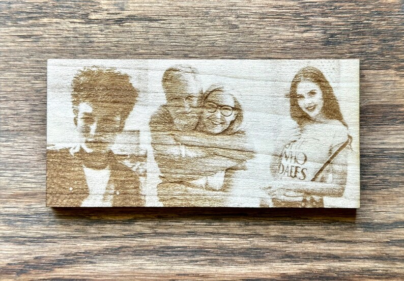 Photo Portraits on Wood Family Photo Album, Laser Engraved Photo, Photo