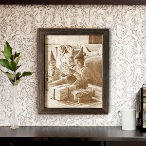 CUSTOM PHOTO FRAME On Laser Burned Wood - Custom Gift - Laser Engraved Wood Photo- Custom Photo Gifts