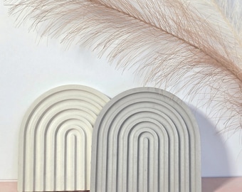 Arch Cement Coaster | Minimalist Cement Decor | Satin Finish Modern Coaster | Neutral Home Accessory
