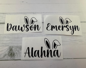 Easter Bunny name decal. Easter vinyl name sticker. Easter Bunny basket decal.
