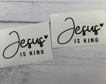 Jesus Is King Vinyl Decal: Permanent Car Sticker for Smooth Surfaces