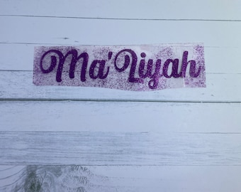 Personalized Glitter Name Iron On Decal: Shirt Transfer.