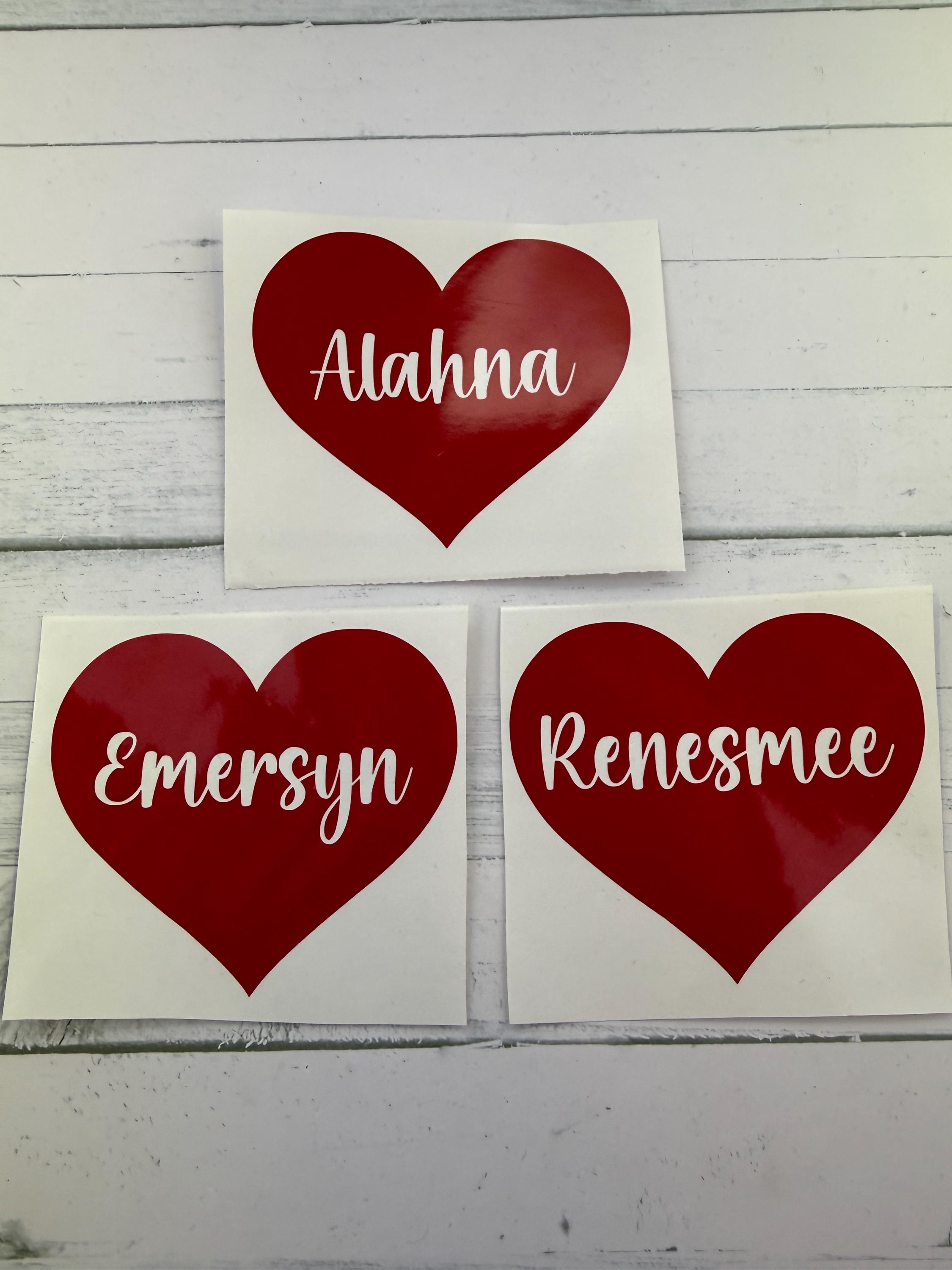 Custom Name Heart Vinyl Decal, Valentine's Day Sticker - Etsy