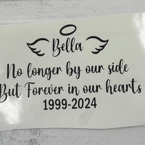 In Loving Memory Car Decal: Angel Wings Remembrance. Custom memorial decal.