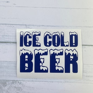 Ice Cold Beer Decal Sticker: Funny Fridge, Cooler Decoration.