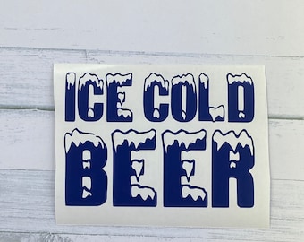 Ice Cold Beer Decal Sticker: Funny Fridge, Cooler Decoration.