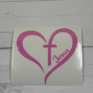 Jesus Heart Cross Decal: Christian Vinyl Sticker.