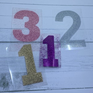 Glitter iron on number decal transfers. Glitter Iron on number. Iron on shirt transfer. DIY varsity number iron on decal. Htv shirt transfer
