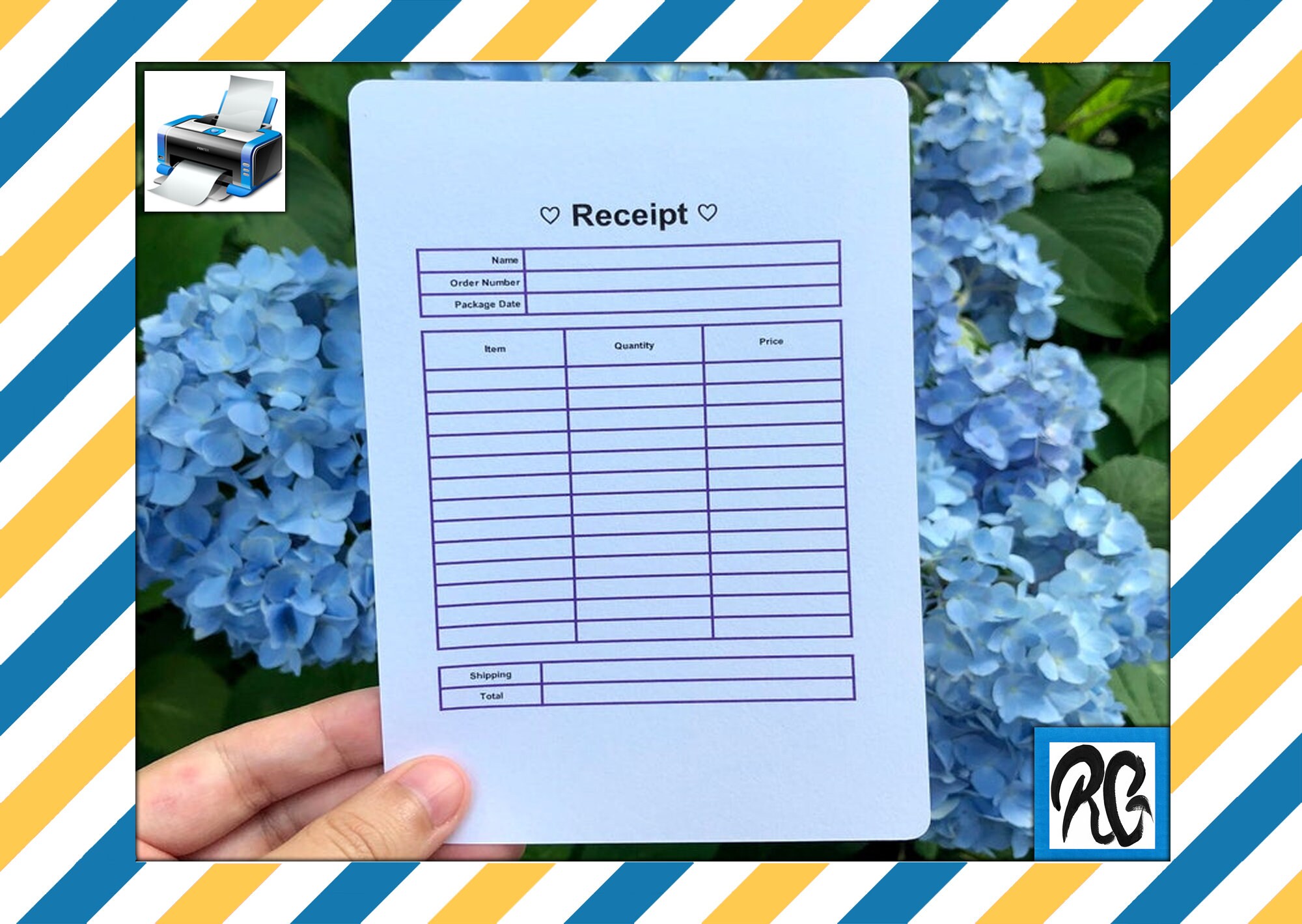 Printable Receipt Slip for Simple and Cute Shipping Order | Etsy
