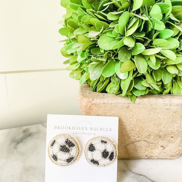 Beaded Soccer Earrings Etsy