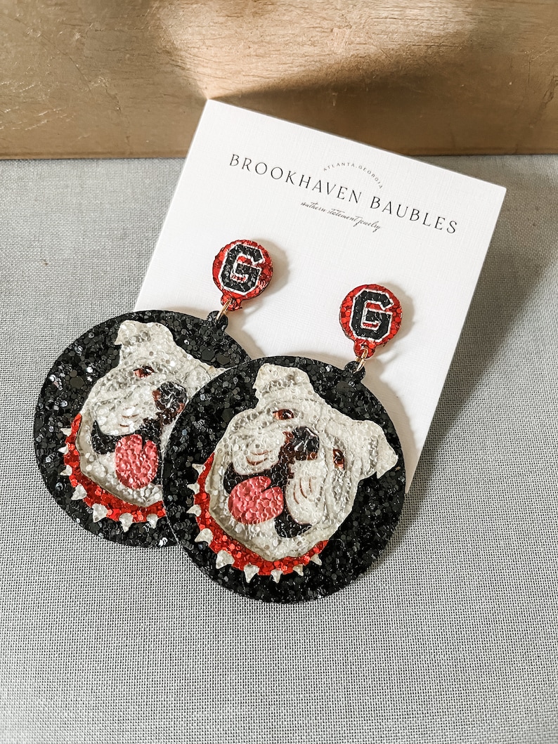 Boucles d'oreilles scintillantes mates Georgia Bulldog Boules de Brookhaven Bijoux tendance Southern Boucles d'oreilles UGA Game Day image 5