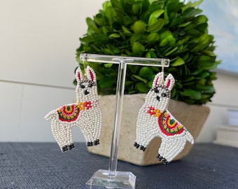Llama Beaded Earrings - Brookhaven Baubles - Southern Statement Jewelry - Beaded Statement Earrings - Fashion Earrings for her