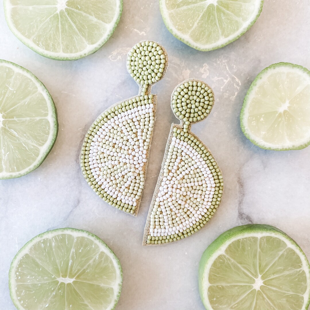 Lime Slice Beaded Earrings Brookhaven Baubles Southern Statement