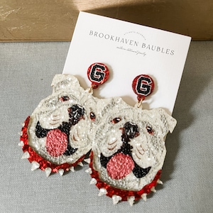 Boucles d'oreilles scintillantes mates Georgia Bulldog Boules de Brookhaven Bijoux tendance Southern Boucles d'oreilles UGA Game Day image 4