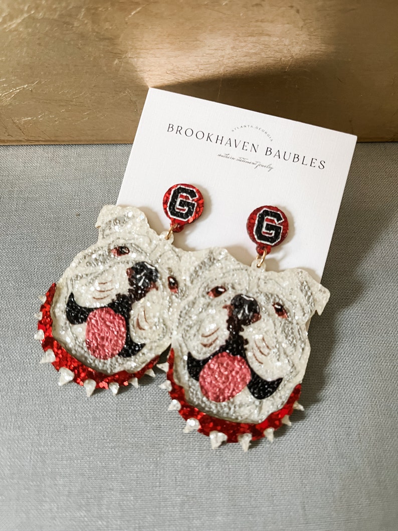 Boucles d'oreilles scintillantes mates Georgia Bulldog Boules de Brookhaven Bijoux tendance Southern Boucles d'oreilles UGA Game Day image 4