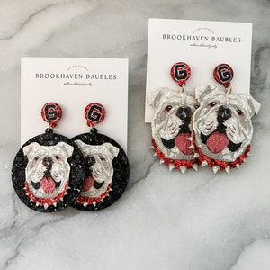 Boucles d'oreilles scintillantes mates Georgia Bulldog Boules de Brookhaven Bijoux tendance Southern Boucles d'oreilles UGA Game Day image 1