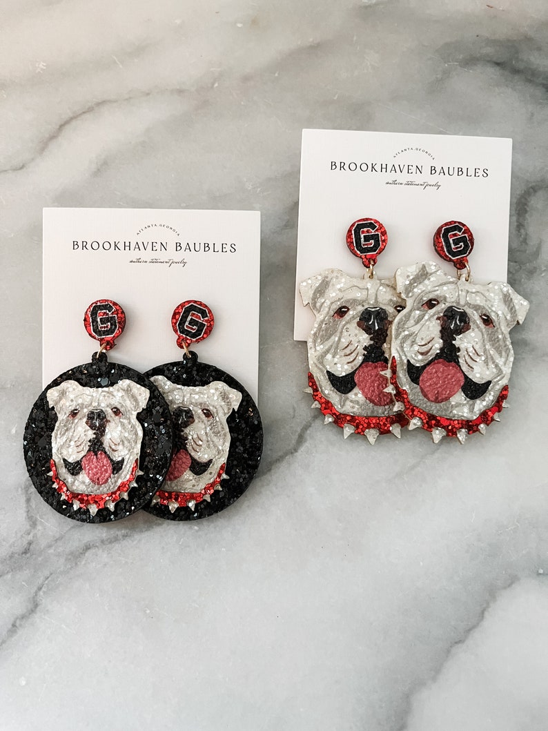 Boucles d'oreilles scintillantes mates Georgia Bulldog Boules de Brookhaven Bijoux tendance Southern Boucles d'oreilles UGA Game Day image 1