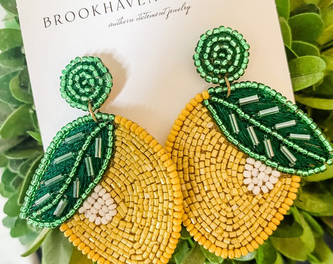 Lemon Beaded Earrings Brookhaven Baubles Southern Statement Jewelry