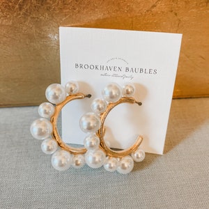 Pearl hoop Earrings - Brookhaven Baubles - Southern Statement Jewelry