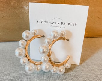 Pearl hoop Earrings - Brookhaven Baubles - Southern Statement Jewelry