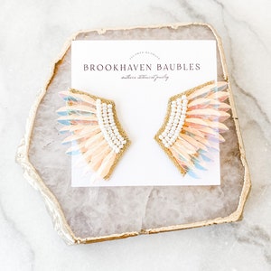 Iridescent Sequin Wing Beaded Earrings - Brookhaven Baubles - Southern Statement Jewelry - Beaded Statement Earrings