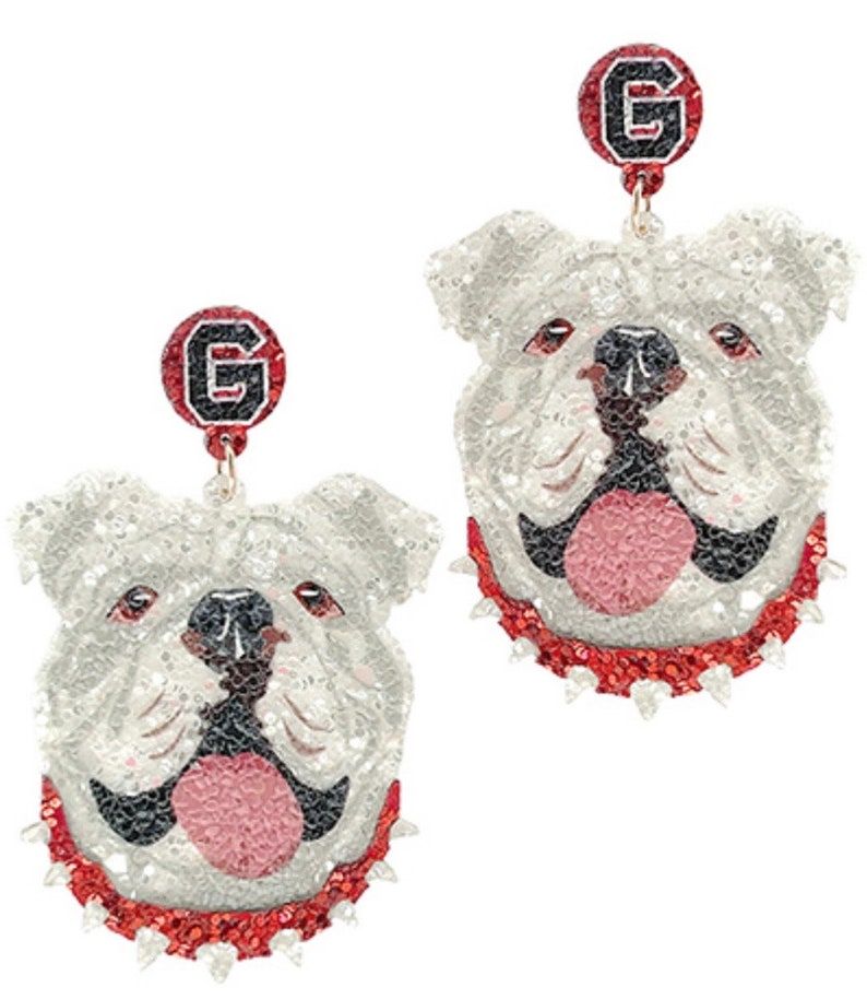 Boucles d'oreilles scintillantes mates Georgia Bulldog Boules de Brookhaven Bijoux tendance Southern Boucles d'oreilles UGA Game Day image 3