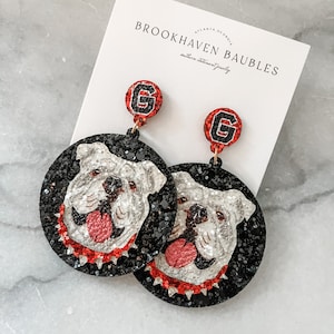 Boucles d'oreilles scintillantes mates Georgia Bulldog Boules de Brookhaven Bijoux tendance Southern Boucles d'oreilles UGA Game Day image 6