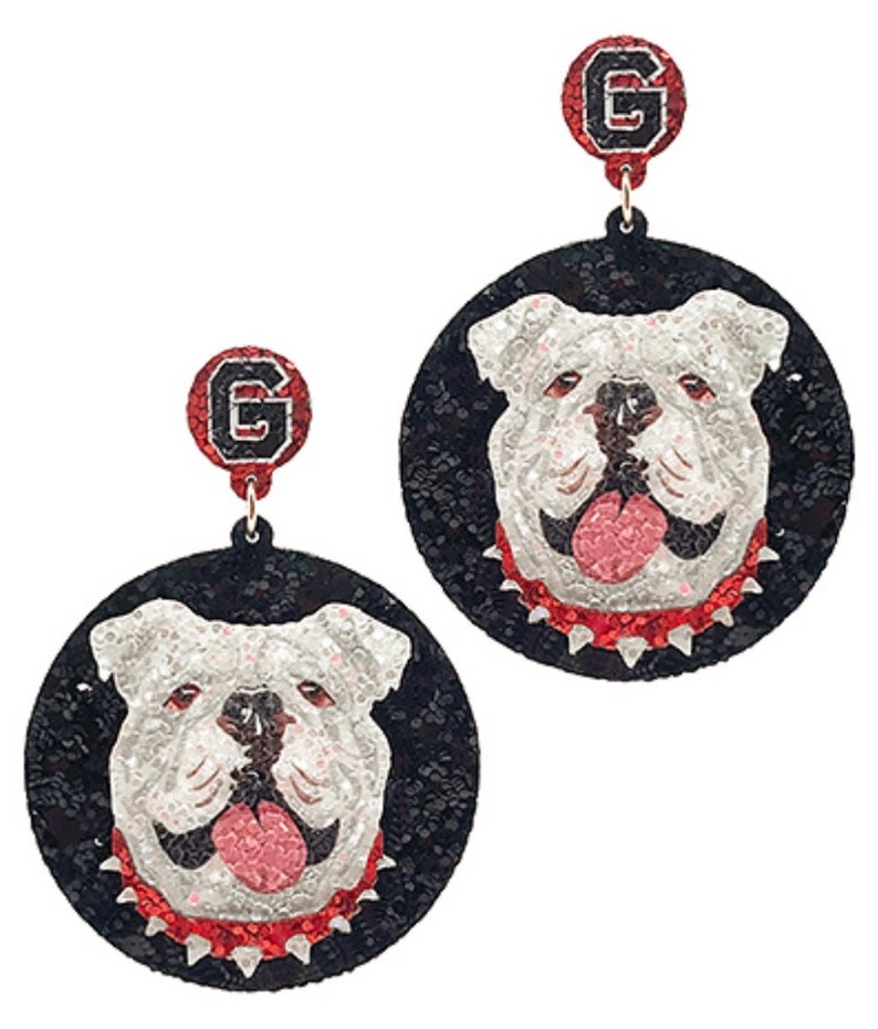 Boucles d'oreilles scintillantes mates Georgia Bulldog Boules de Brookhaven Bijoux tendance Southern Boucles d'oreilles UGA Game Day image 2