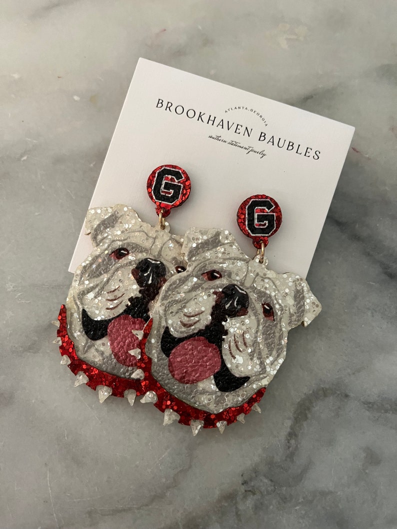 Boucles d'oreilles scintillantes mates Georgia Bulldog Boules de Brookhaven Bijoux tendance Southern Boucles d'oreilles UGA Game Day image 7