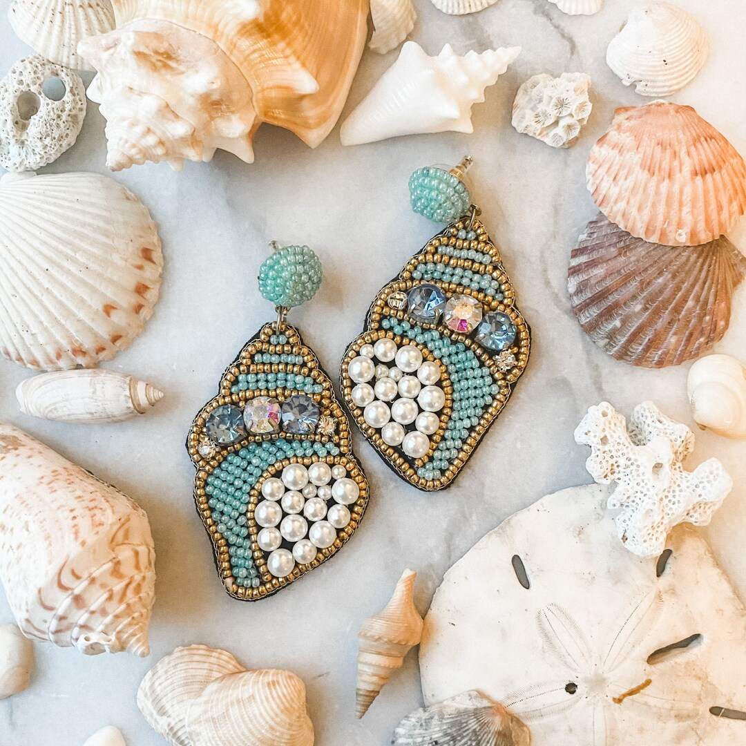 Shell Beaded Earrings With Pearls Brookhaven Baubles Southern Statement