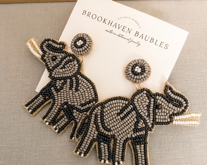Elephant Beaded Earrings Brookhaven Baubles Southern Statement Jewelry