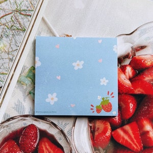 Summer Notepads | Memo Pads/Sticky Notes | Strawberries, cottagecore, cute stationery