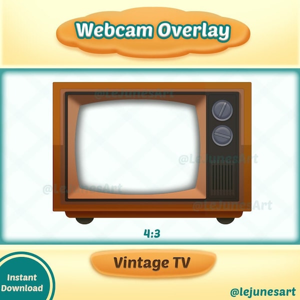 Webcam cover / Webcam overlay / Webcam frame / Webcam border / webcam Vintage TV / webcam Old TV /Webcam overlay for twitch / stream