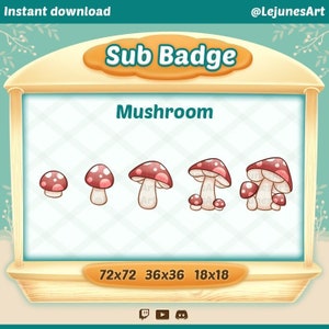 Sub Badges for Twitch, discord and Youtube / Mushroom bit Badges / ushroom Sub Badge / cute sub badge