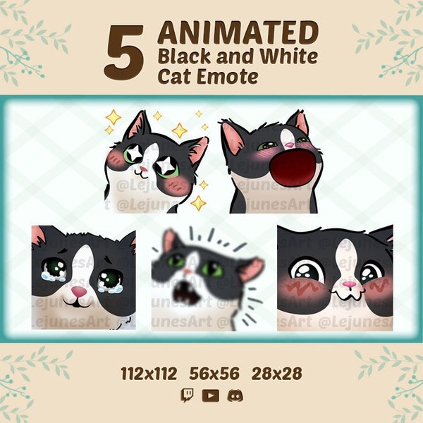 Animated cat Emote | Black and white Cat Twitch emotes  |  Animated GIF for Youtube Discord and Twitch