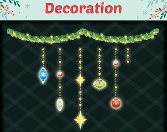 Animated Christmas Lights Stream Decoration (Animation with transparent background, Digital Download)