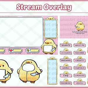 Stream Overlay Package Animated | Cute Windows Theme Overlay | Chick With a Knife Meme | animated twitch overlay | Aesthetic Pink Color
