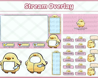 Stream Overlay Package Animated | Cute Windows Theme Overlay | Chick With a Knife Meme | animated twitch overlay | Aesthetic Pink Color