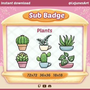 Plant Bit Badge | Subscriber Badges for Twitch youtube and Discord | botanical illustration | bundle x6