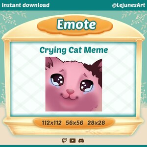 Twitch emotes / Emote para twitch, Discord y Youtube / Emote Cat Meme / emotes para streamers / Kawaii / Cute emotes / Crying Cat Meme /