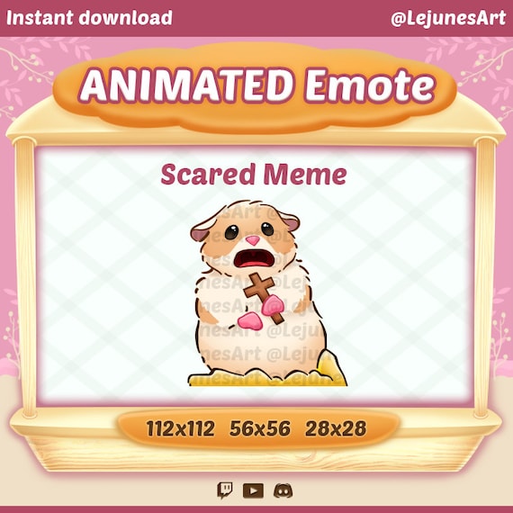 Emote animado de meme de hamster assustado: Twitch, YouTube, Discord (download digital)