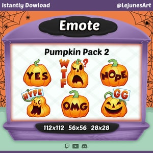 Emote zucca / Emote Twitch / Emote Halloween / emoji / Kawaii / Carino / Discord / YouTube / BUNDLE 6 EMOTE